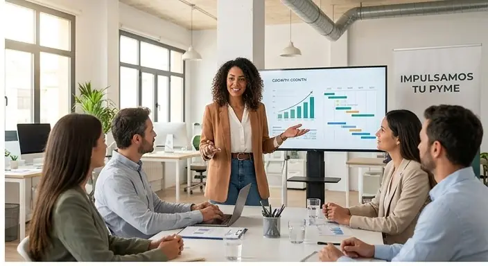 Reunión de trabajo en la oficina de una pyme